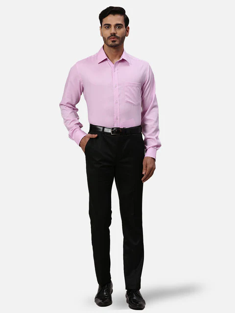 Park Avenue Men Pink Structured Regular Fit Cotton Formal Shirts - Image 5