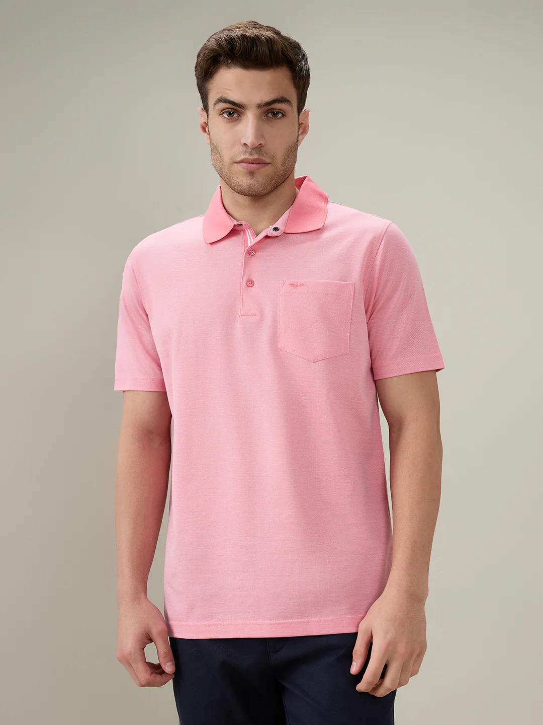 Park Avenue Men Pink Two Tone Slim Fit Cotton T-Shirt