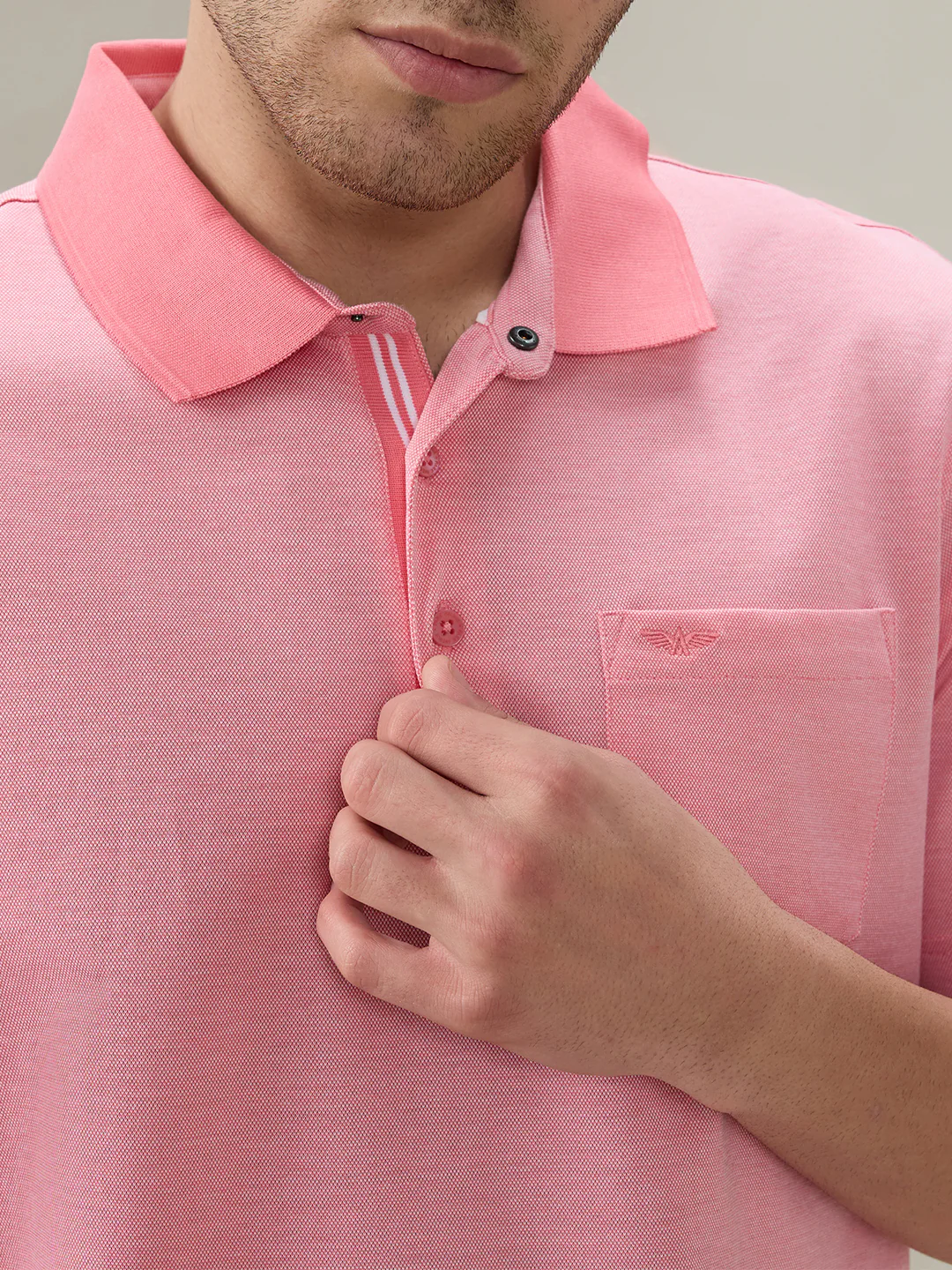 Park Avenue Men Pink Two Tone Slim Fit Cotton T-Shirt - Image 7