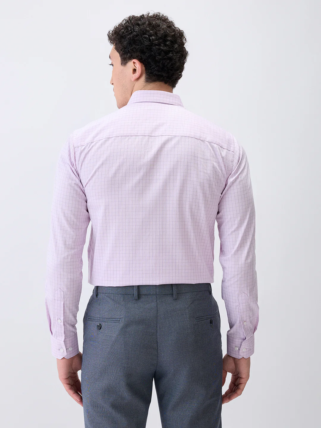 Park Avenue Men Purple Checks Slim Fit Cotton Formal Shirt - Image 4
