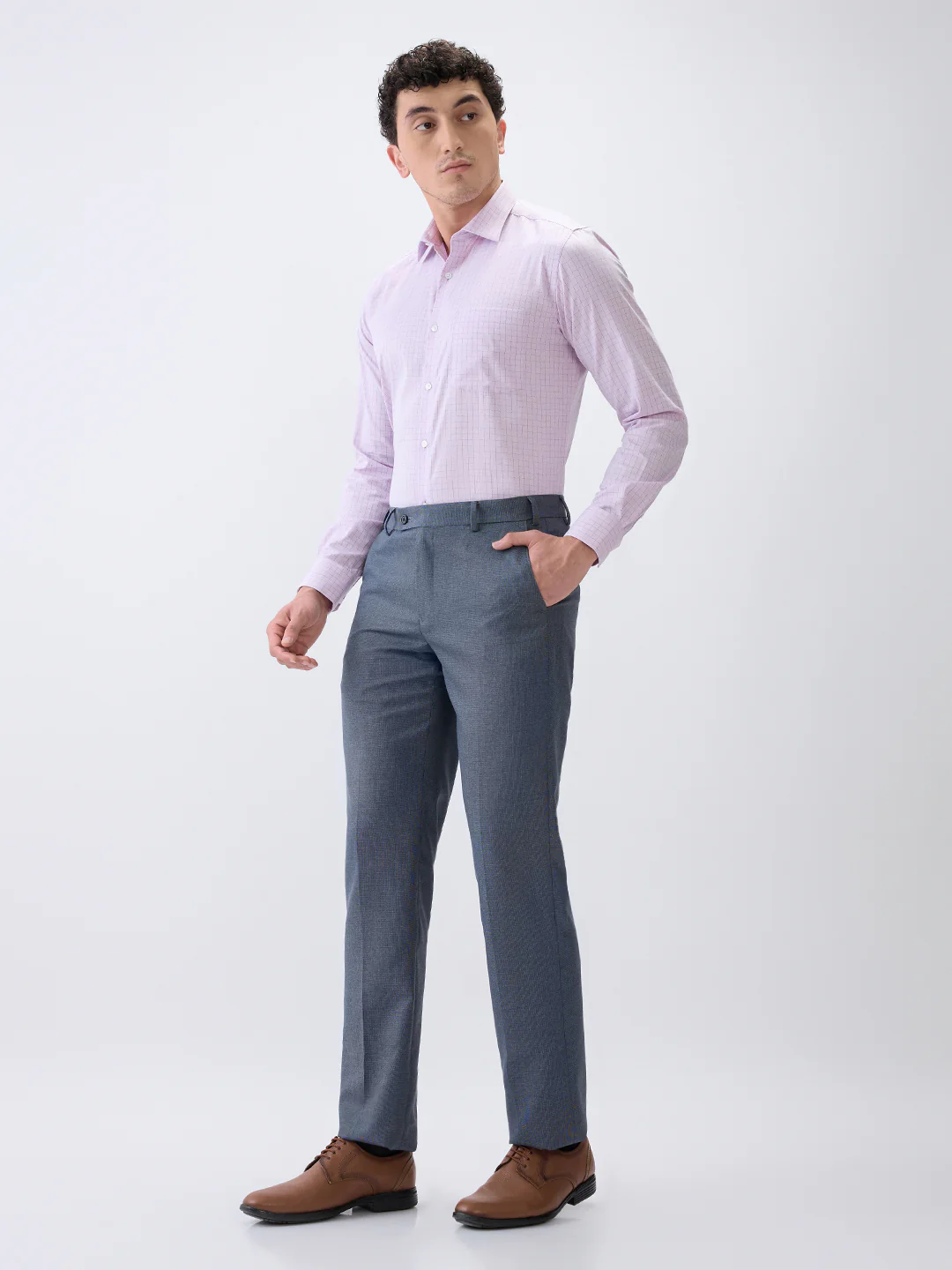 Park Avenue Men Purple Checks Slim Fit Cotton Formal Shirt - Image 5