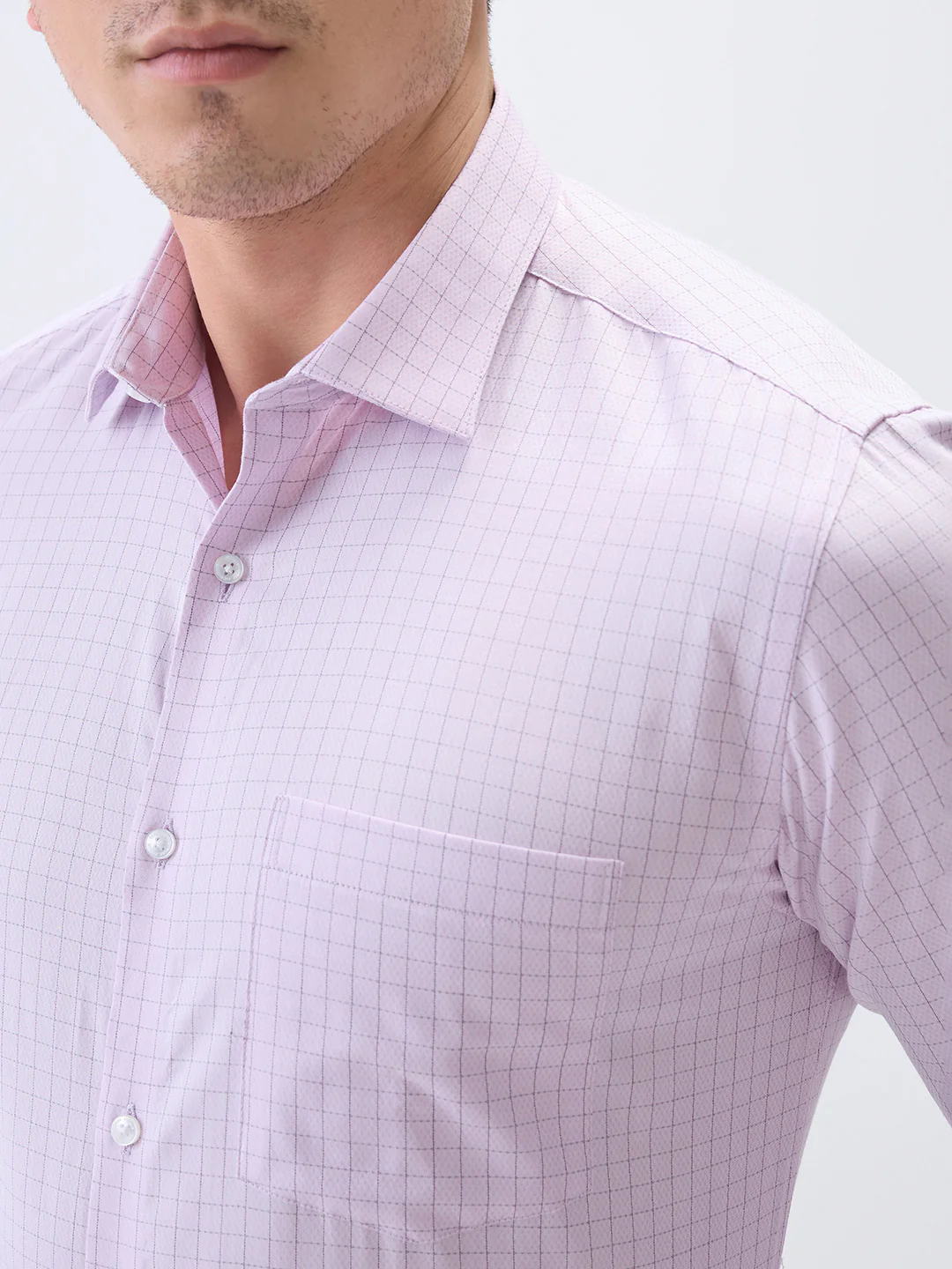 Park Avenue Men Purple Checks Slim Fit Cotton Formal Shirt - Image 7