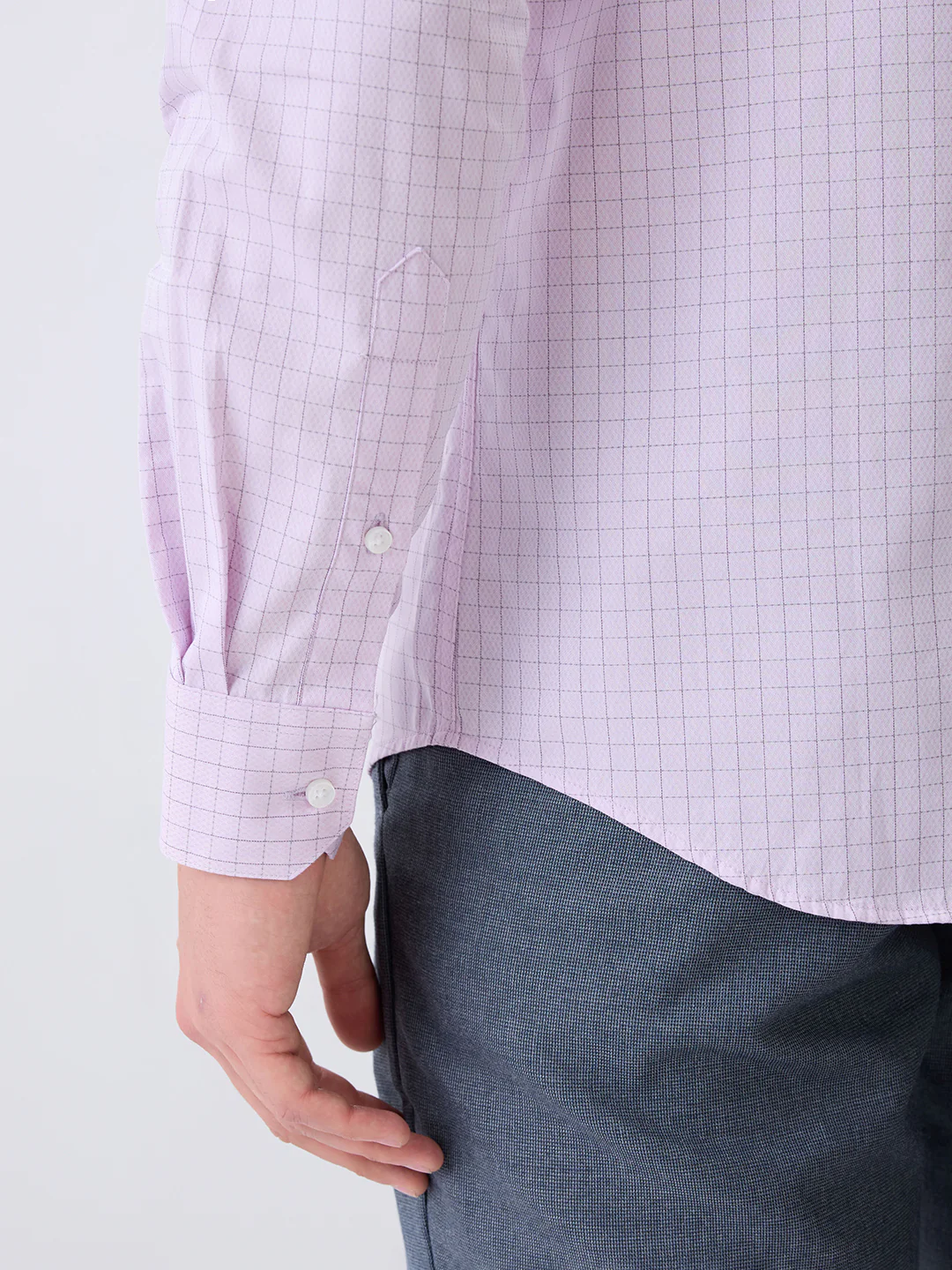 Park Avenue Men Purple Checks Slim Fit Cotton Formal Shirt - Image 8