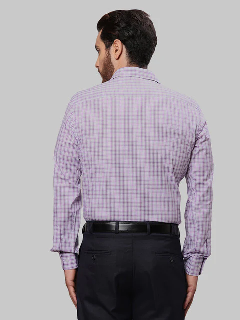 Park Avenue Men Purple Checks Slim Fit Cotton Shirt - Image 4