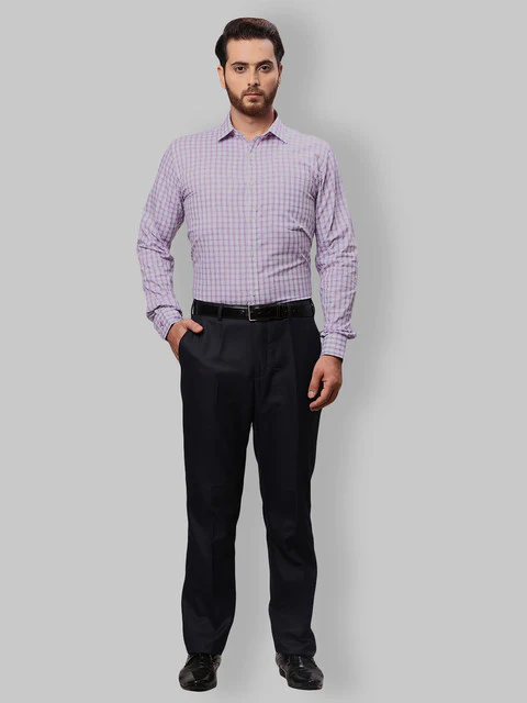 Park Avenue Men Purple Checks Slim Fit Cotton Shirt - Image 5
