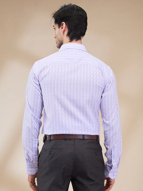 Park Avenue Men Purple Checks Slim Fit Cotton Shirt - Image 4