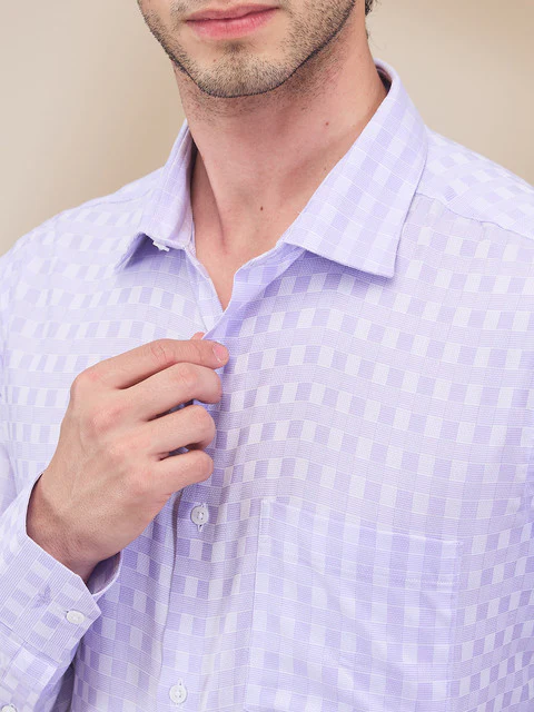 Park Avenue Men Purple Checks Slim Fit Cotton Shirt - Image 5