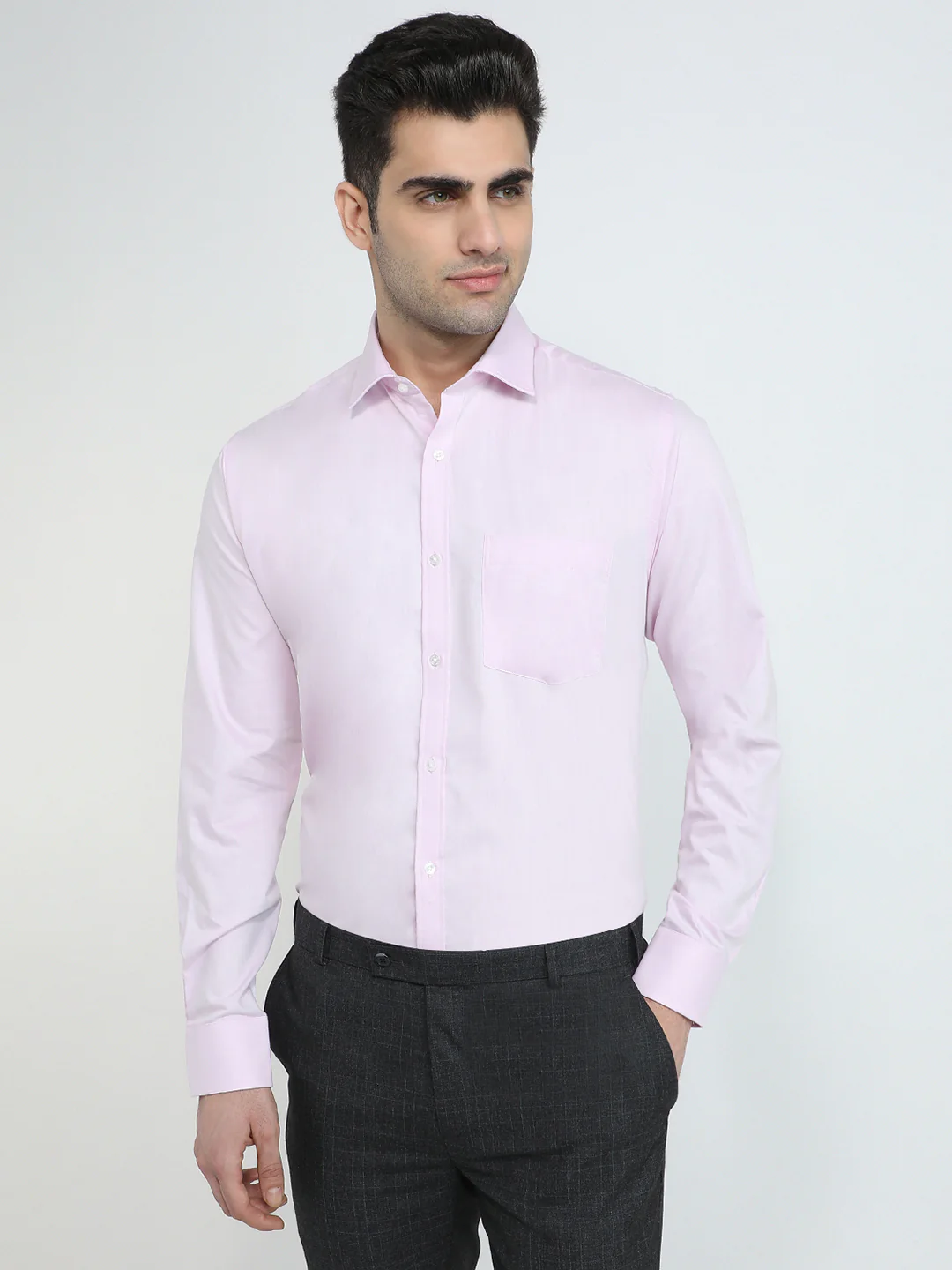 Park Avenue Men Purple Plain Slim Fit Cotton Blend Formal Shirt