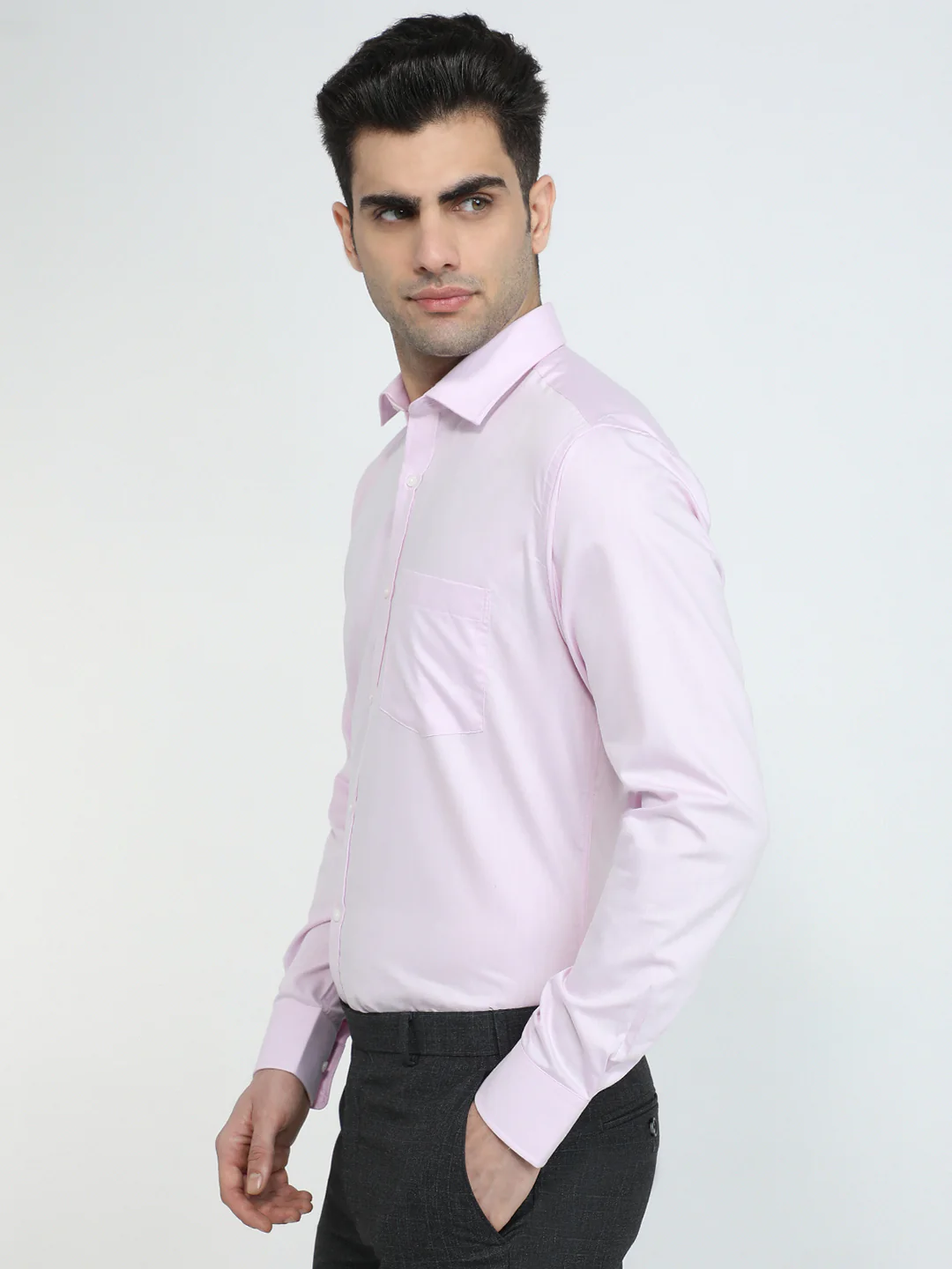 Park Avenue Men Purple Plain Slim Fit Cotton Blend Formal Shirt - Image 2
