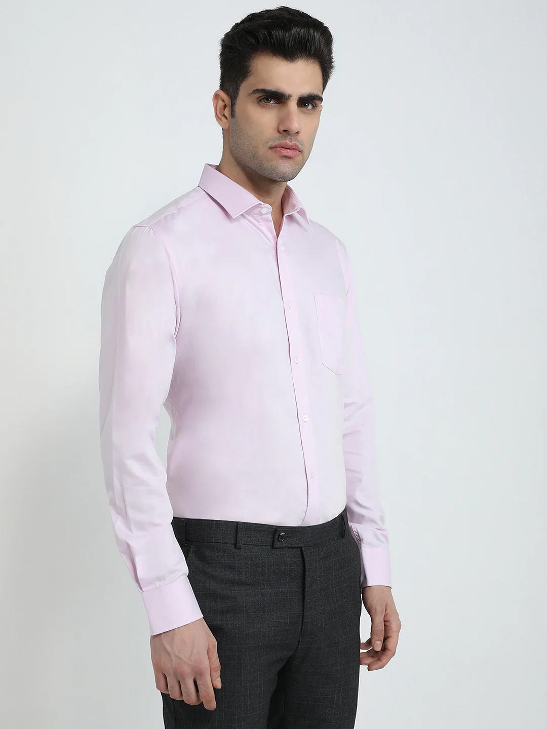 Park Avenue Men Purple Plain Slim Fit Cotton Blend Formal Shirt - Image 3