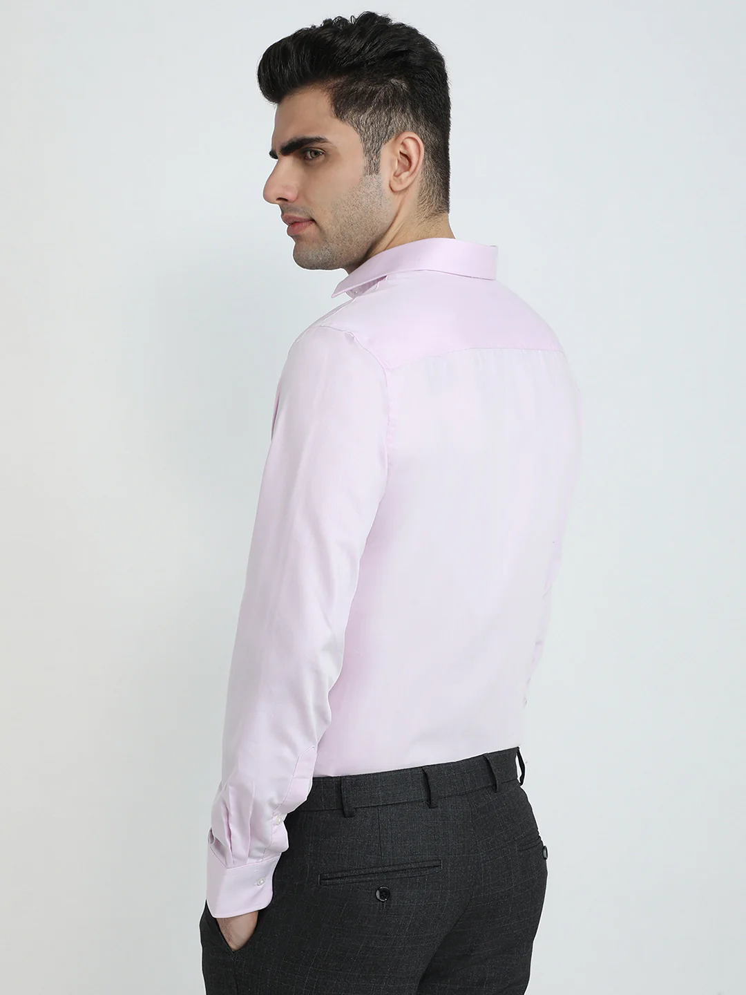 Park Avenue Men Purple Plain Slim Fit Cotton Blend Formal Shirt - Image 4