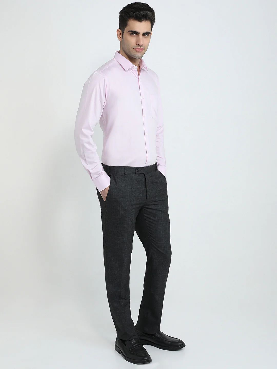 Park Avenue Men Purple Plain Slim Fit Cotton Blend Formal Shirt - Image 5