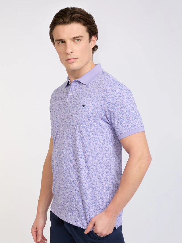 Park Avenue Men Purple Print Slim Fit Cotton Blend T-Shirt - Image 3
