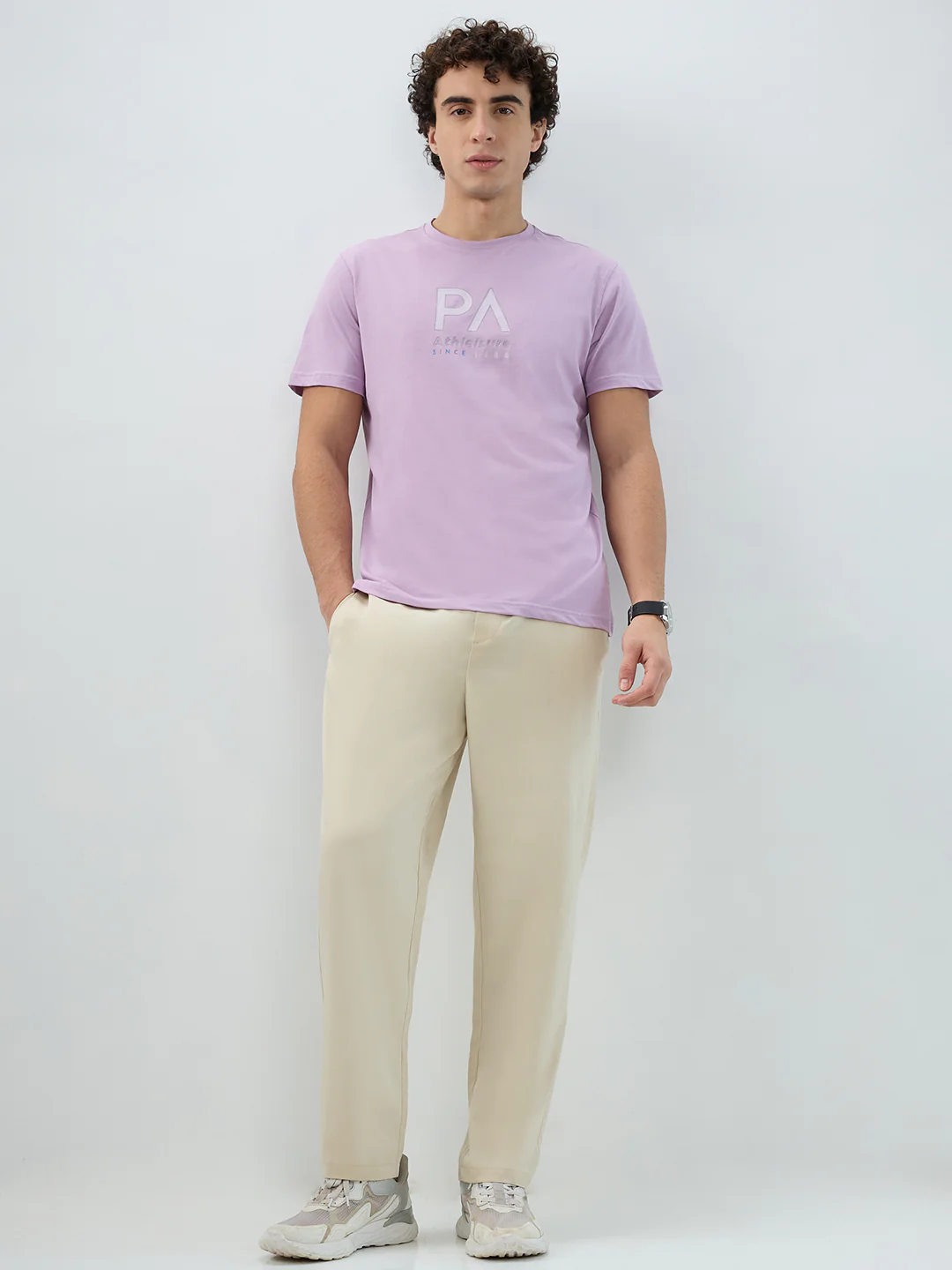 Park Avenue Men Purple Print Slim Fit Cotton Blend T-shirt - Image 7