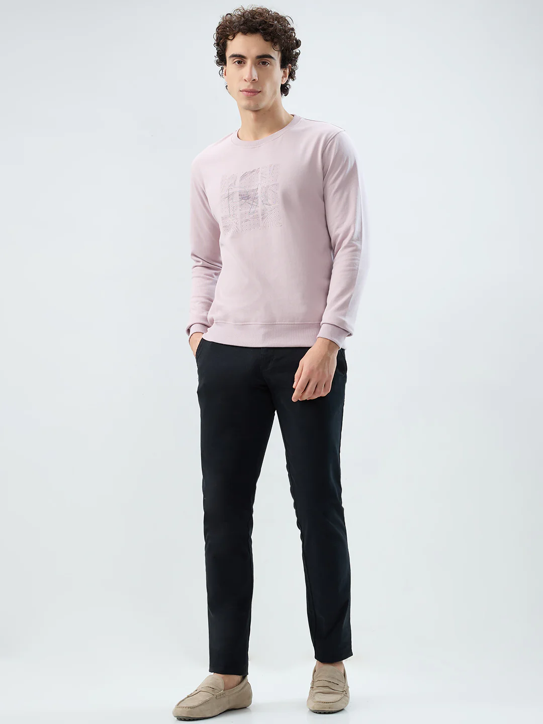 Park Avenue Men Purple Printed Slim Fit Cotton Blend Sweatshirt - Image 5