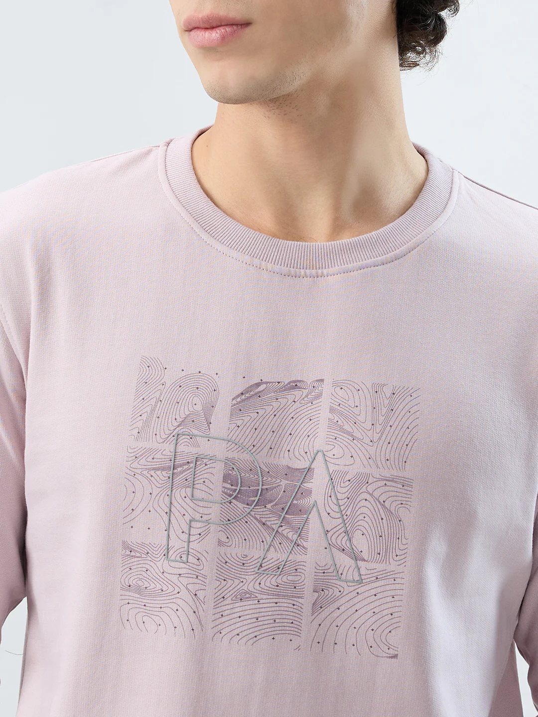Park Avenue Men Purple Printed Slim Fit Cotton Blend Sweatshirt - Image 6