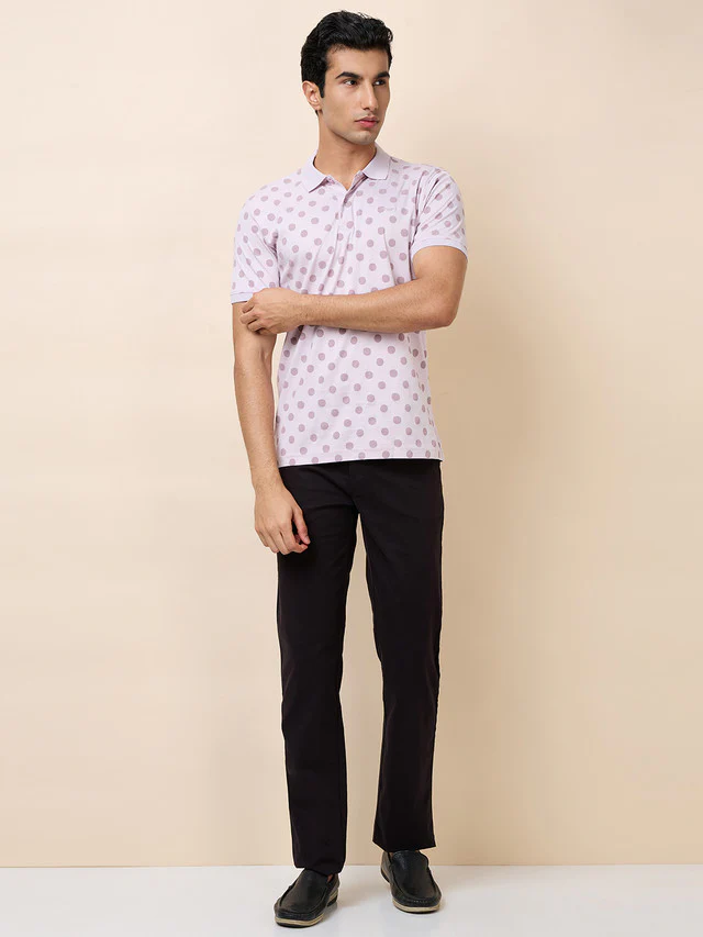 Park Avenue Men Purple Printed Slim Fit Cotton T-Shirt - Image 2