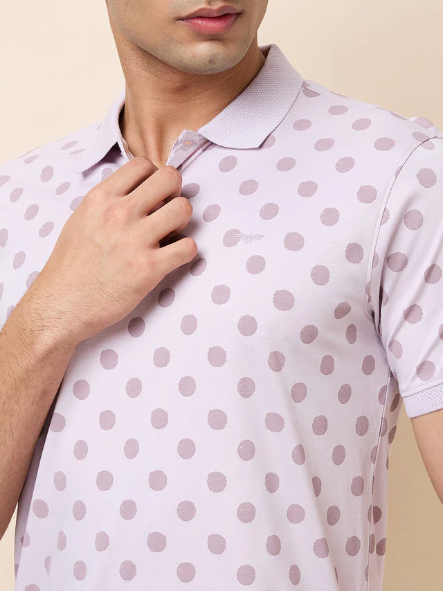 Park Avenue Men Purple Printed Slim Fit Cotton T-Shirt - Image 5