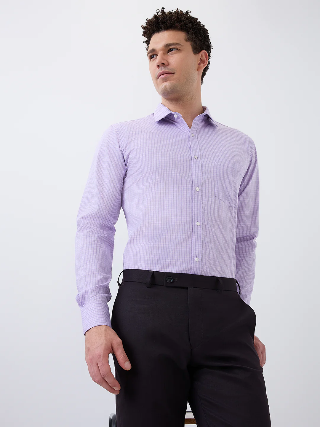 Park Avenue Men Purple Slim Fit Cotton Formal Shirt - Image 6