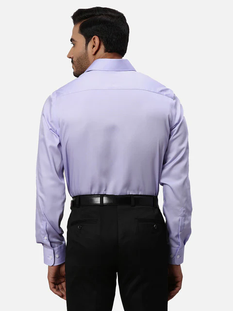 Park Avenue Men Purple Solid Regular Fit Cotton Formal Shirts - Image 4