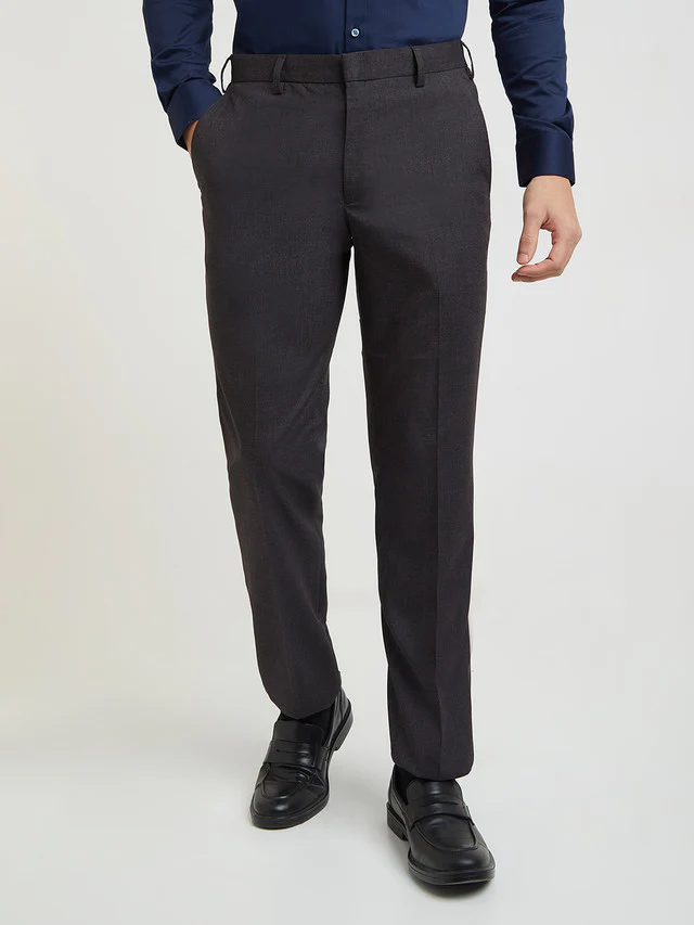 Park Avenue Men Purple Solid Regular Fit Polyester Blend Trouser