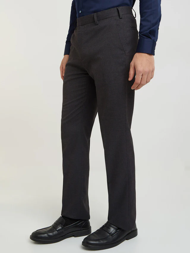 Park Avenue Men Purple Solid Regular Fit Polyester Blend Trouser - Image 3