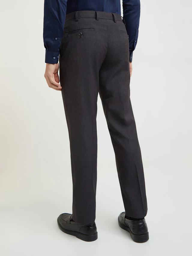 Park Avenue Men Purple Solid Regular Fit Polyester Blend Trouser - Image 4