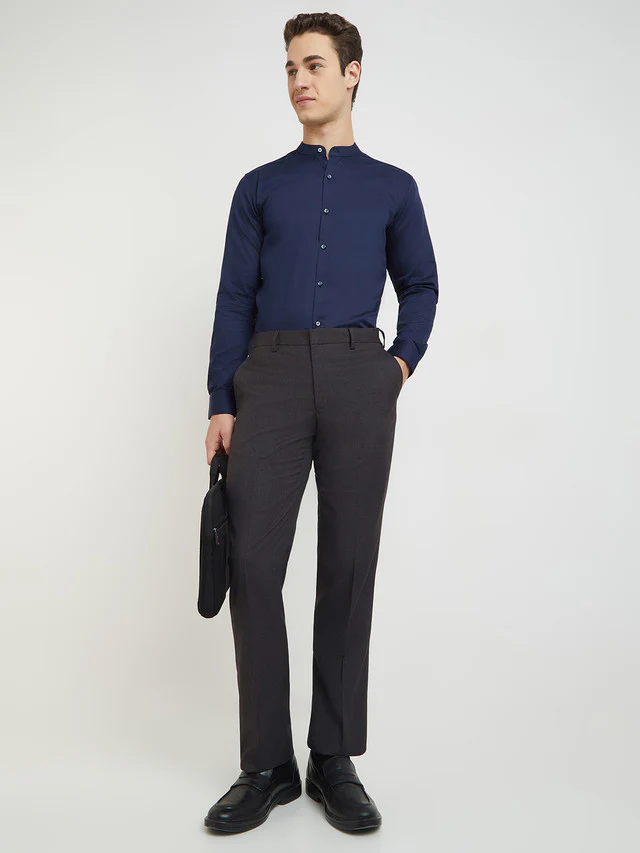Park Avenue Men Purple Solid Regular Fit Polyester Blend Trouser - Image 5