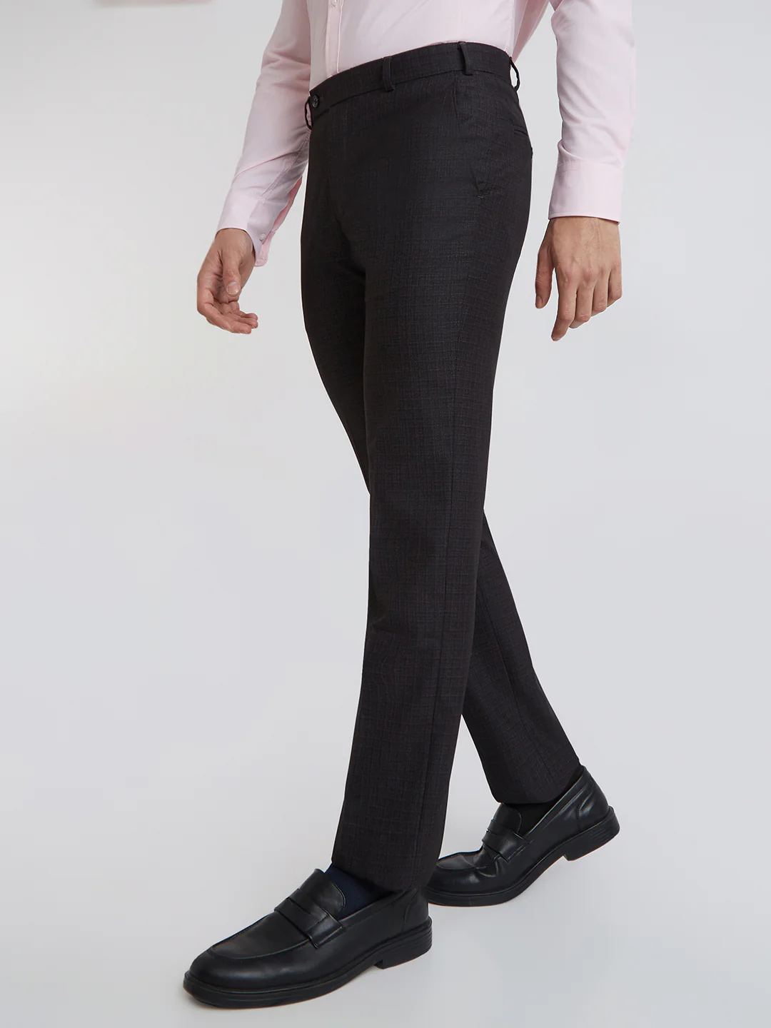 Park Avenue Men Purple Solid Regular Fit Polyester Blend Trouser - Image 3