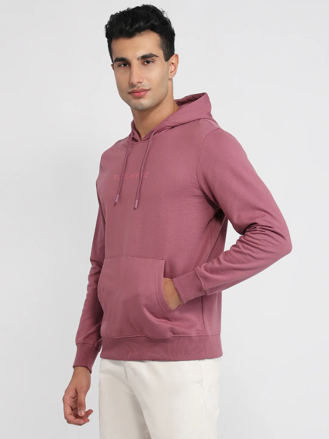Park Avenue Men Purple Solid Slim Fit Cotton Blend Sweatshirt - Image 2