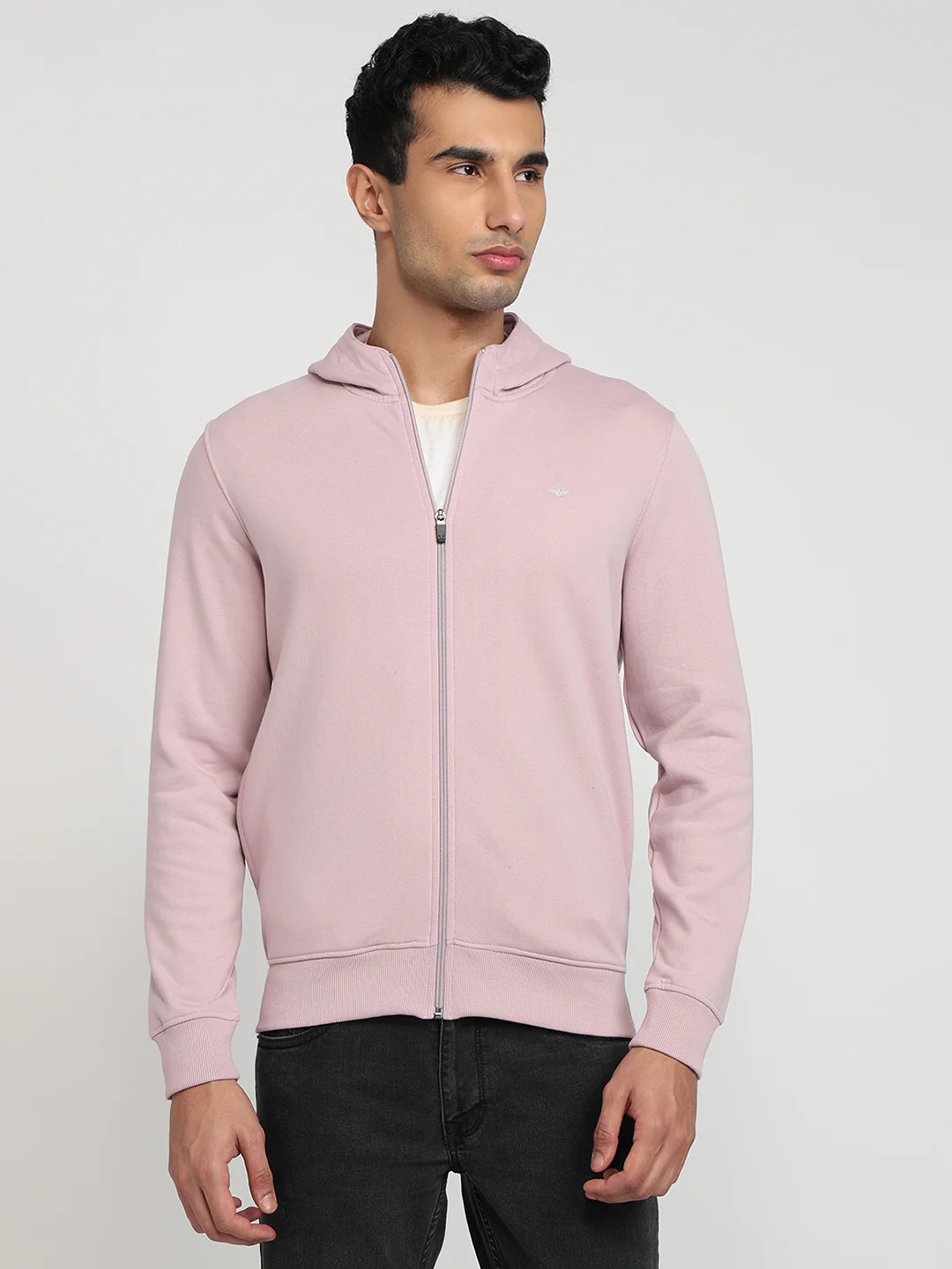 Park Avenue Men Purple Solid Slim Fit Cotton Blend Sweatshirt
