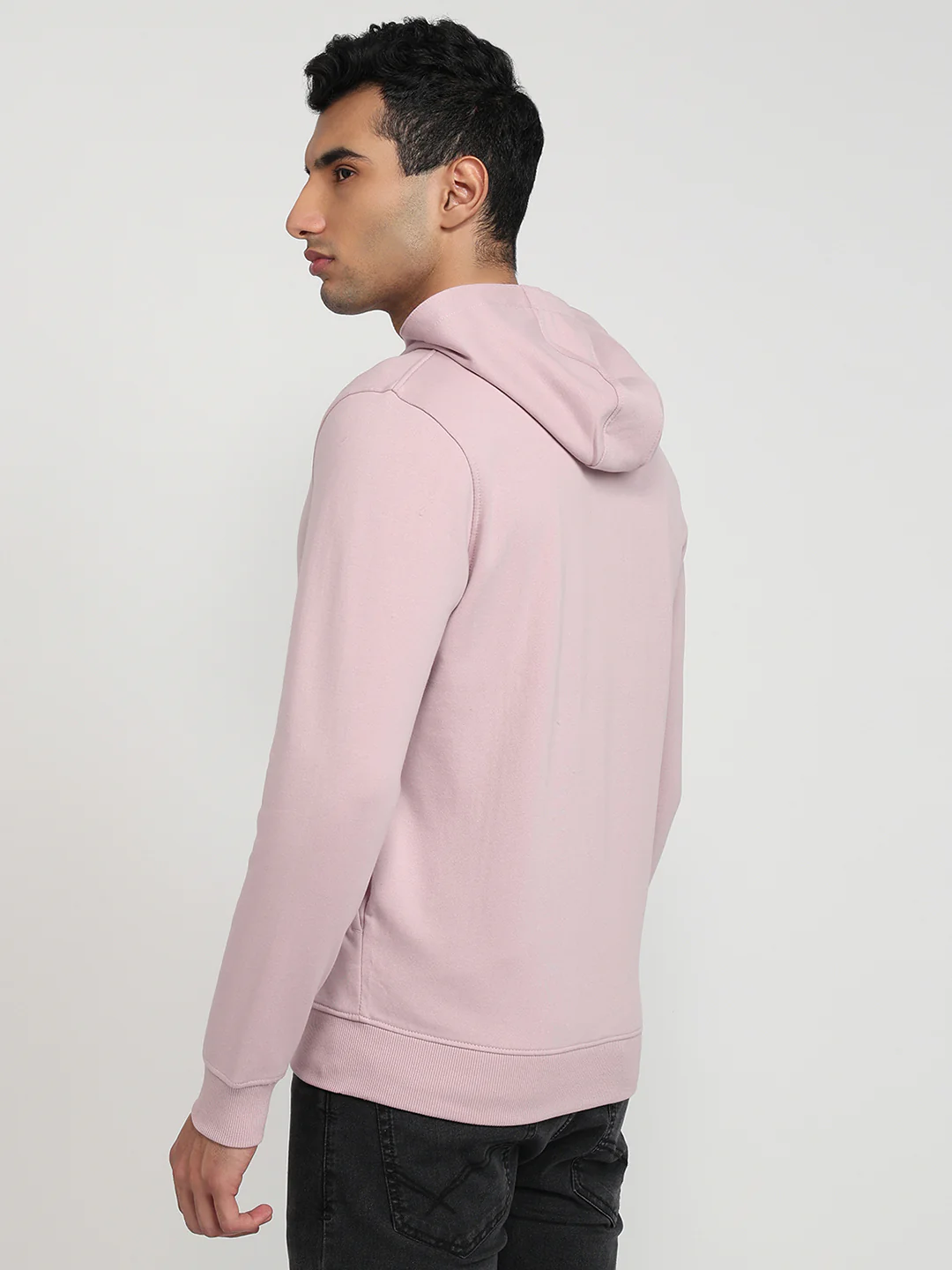 Park Avenue Men Purple Solid Slim Fit Cotton Blend Sweatshirt - Image 4