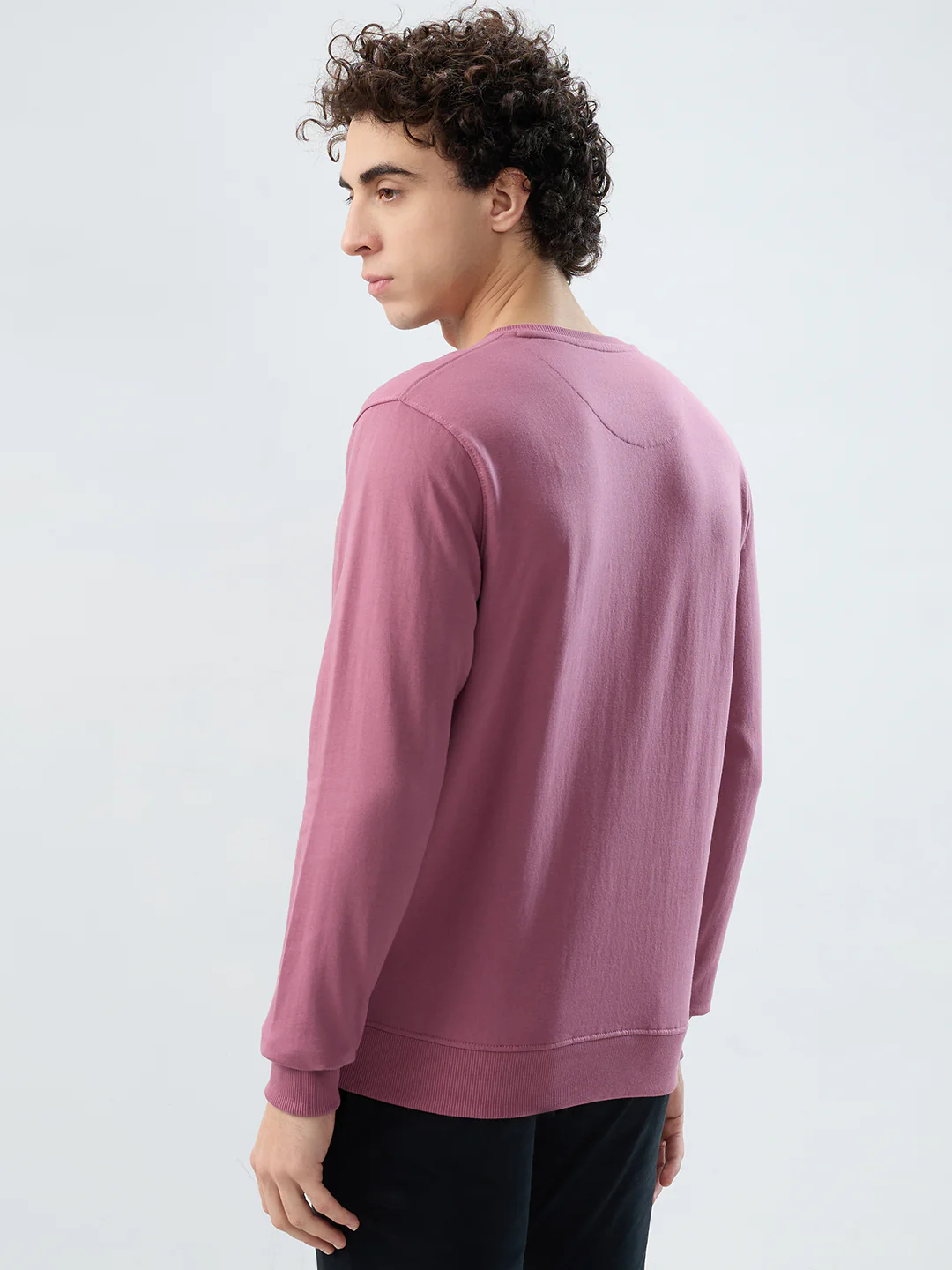 Park Avenue Men Purple Solid Slim Fit Cotton Blend Sweatshirt - Image 4