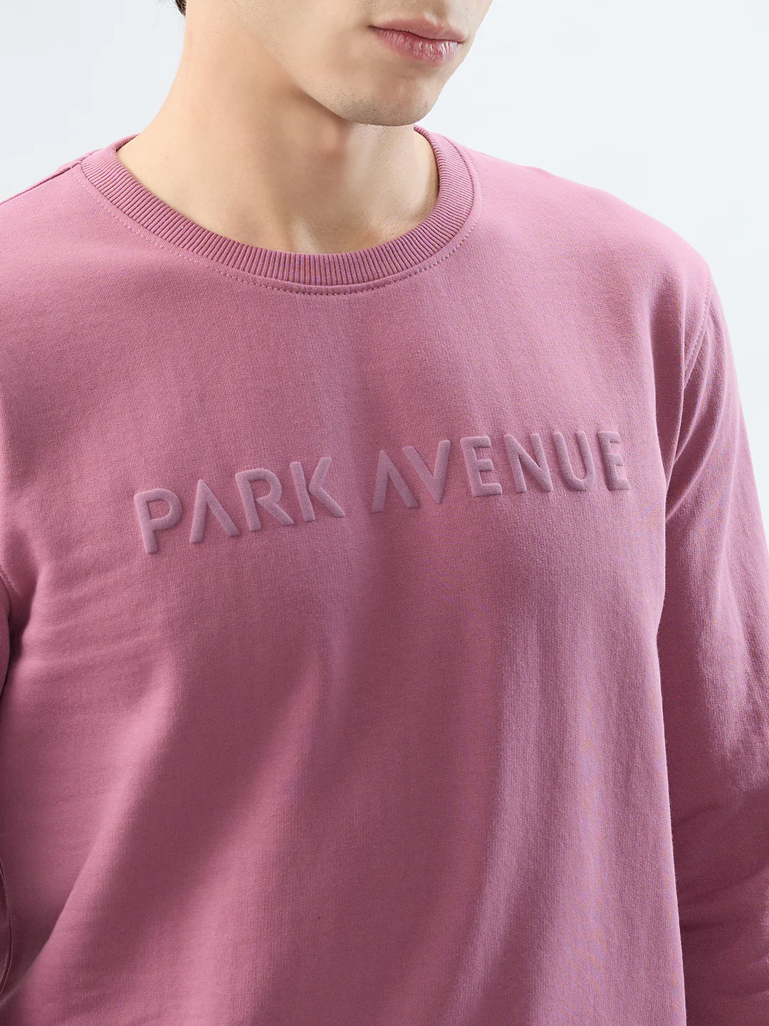 Park Avenue Men Purple Solid Slim Fit Cotton Blend Sweatshirt - Image 6