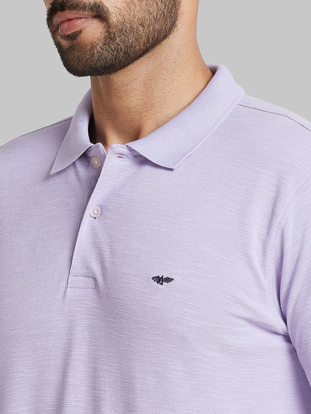 Park Avenue Men Purple Solid Slim Fit Cotton Blend T-Shirt - Image 6