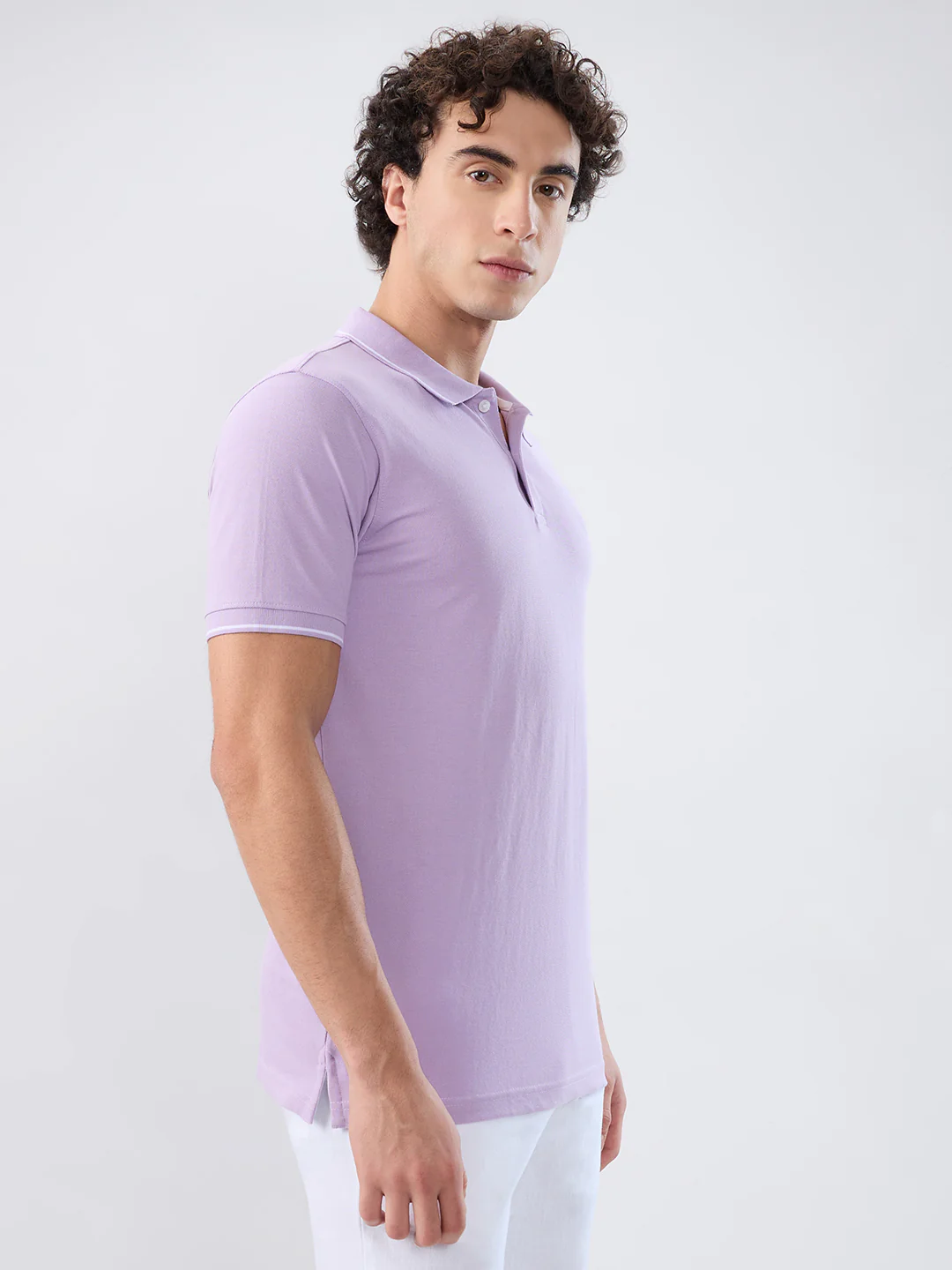 Park Avenue Men Purple Solid Slim Fit Cotton Blend T-shirt - Image 2