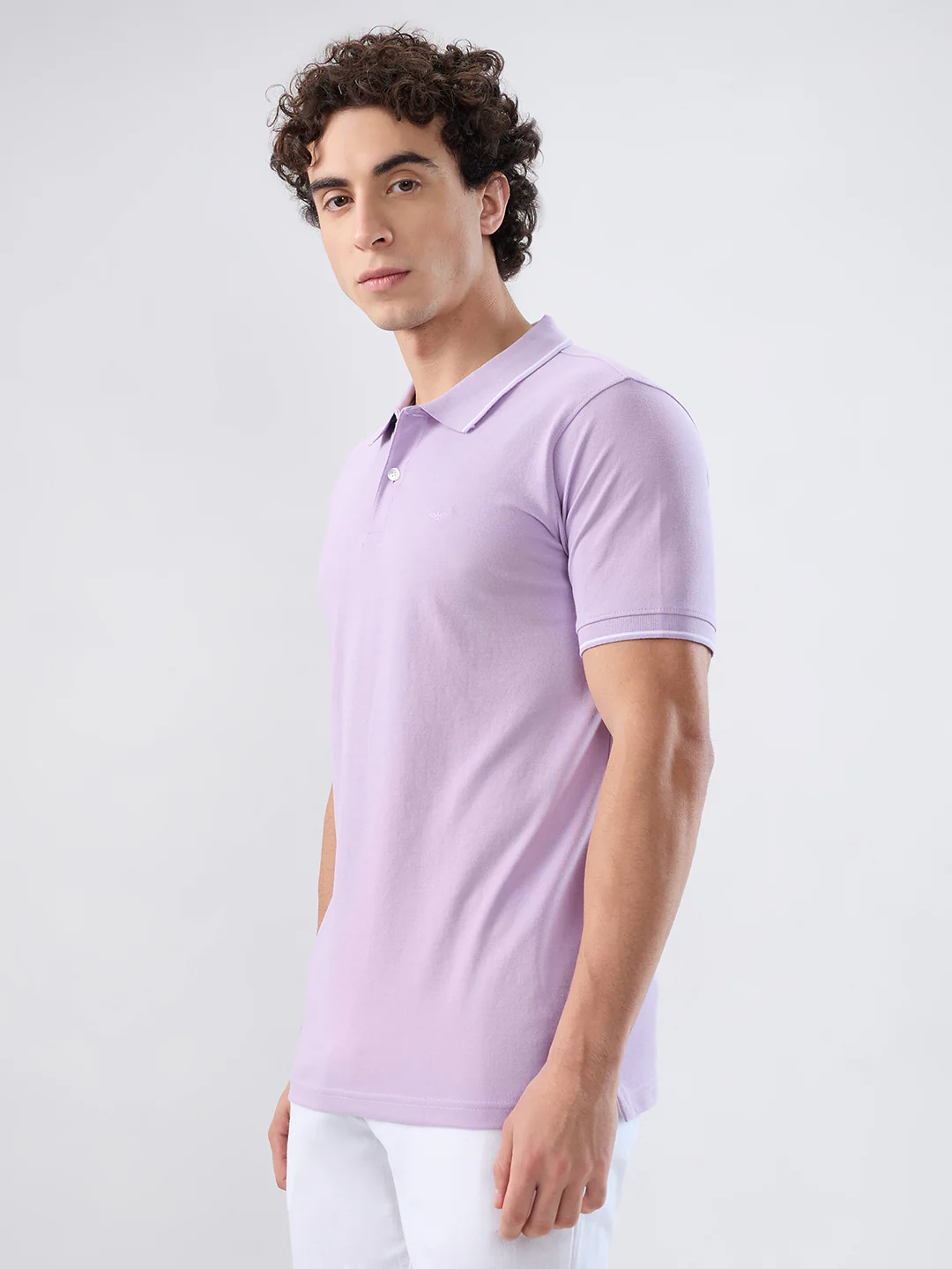 Park Avenue Men Purple Solid Slim Fit Cotton Blend T-shirt - Image 3