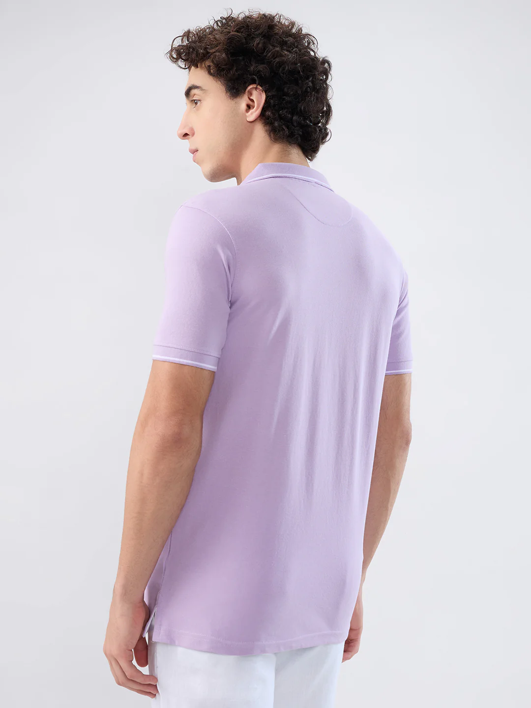 Park Avenue Men Purple Solid Slim Fit Cotton Blend T-shirt - Image 5