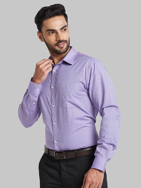Park Avenue Men Purple Slim Fit Solid Formal Shirt - Image 3