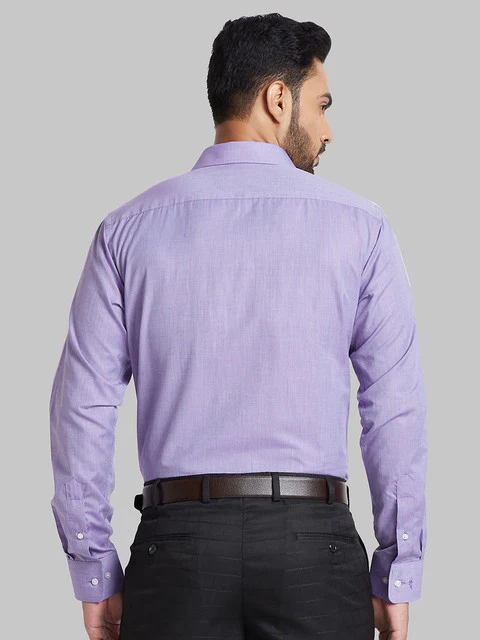 Park Avenue Men Purple Slim Fit Solid Formal Shirt - Image 5