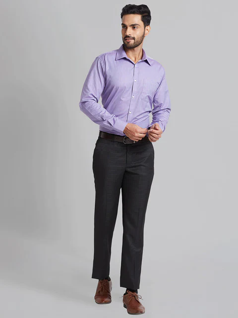 Park Avenue Men Purple Slim Fit Solid Formal Shirt - Image 6