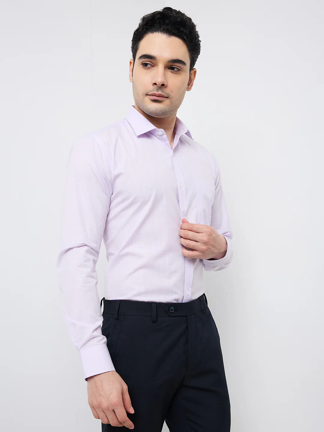 Park Avenue Men Purple Solid Slim Fit Polyester Blend Shirt - Image 2