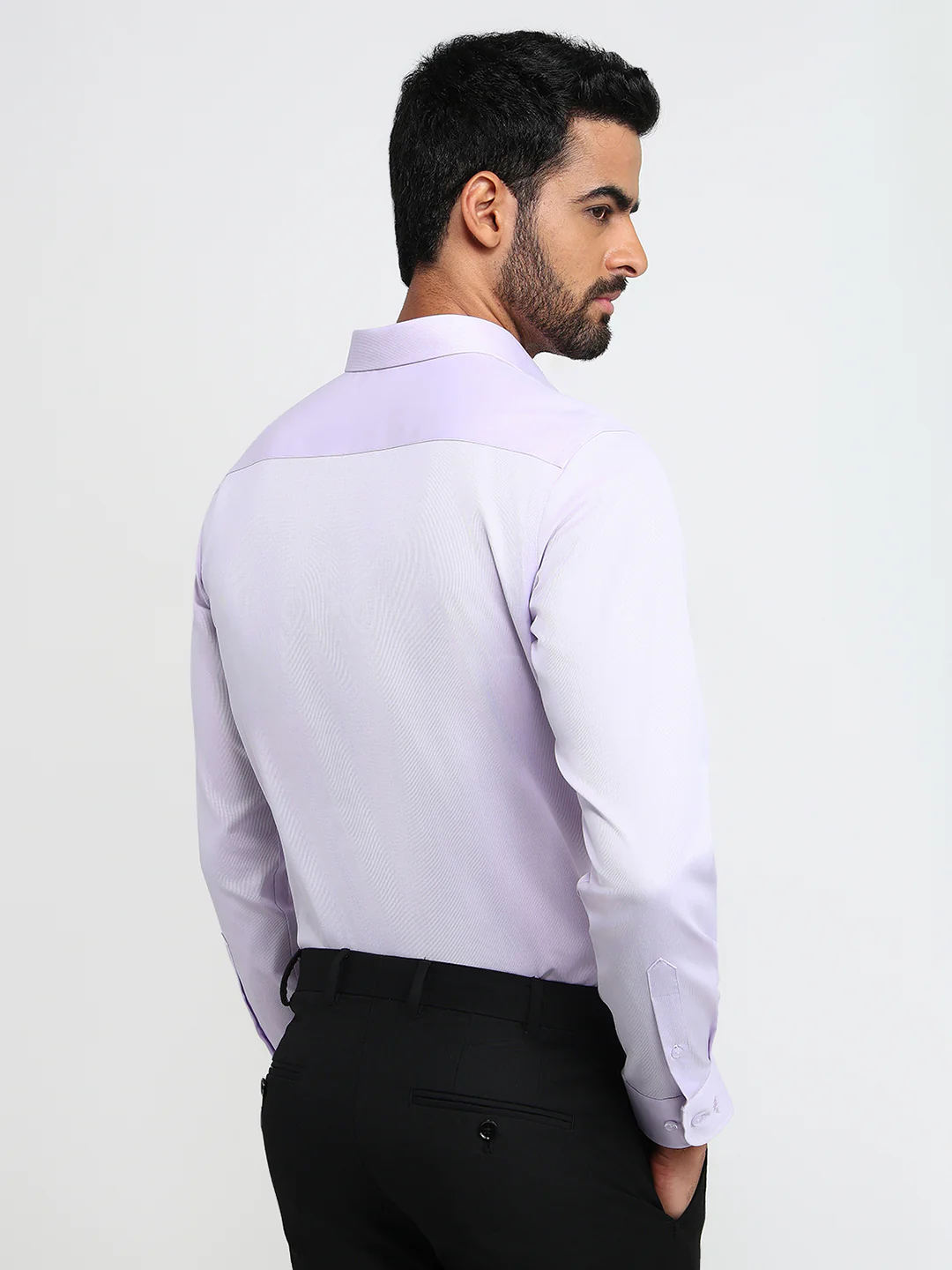 Park Avenue Men Purple Stripe Regular Fit Cotton Blend Formal Shirt - Image 4