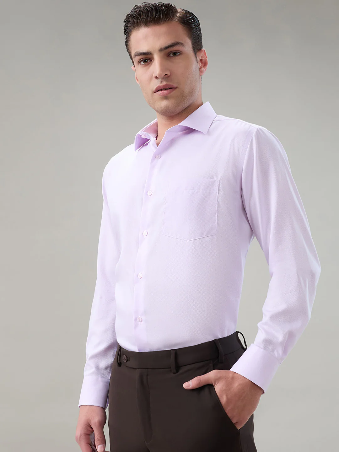 Park Avenue Men Purple Structure Regular Fit Cotton Formal Shirt - Image 3