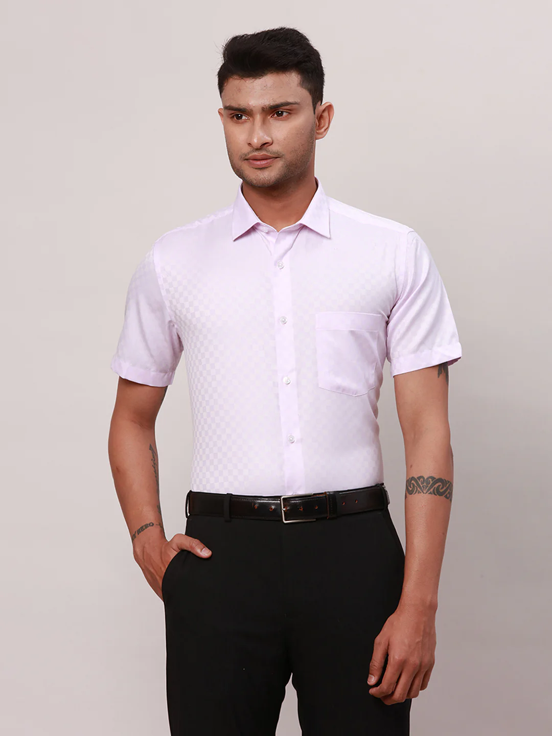 Park Avenue Men Purple Structure Regular Fit Polyester Blend Shirt