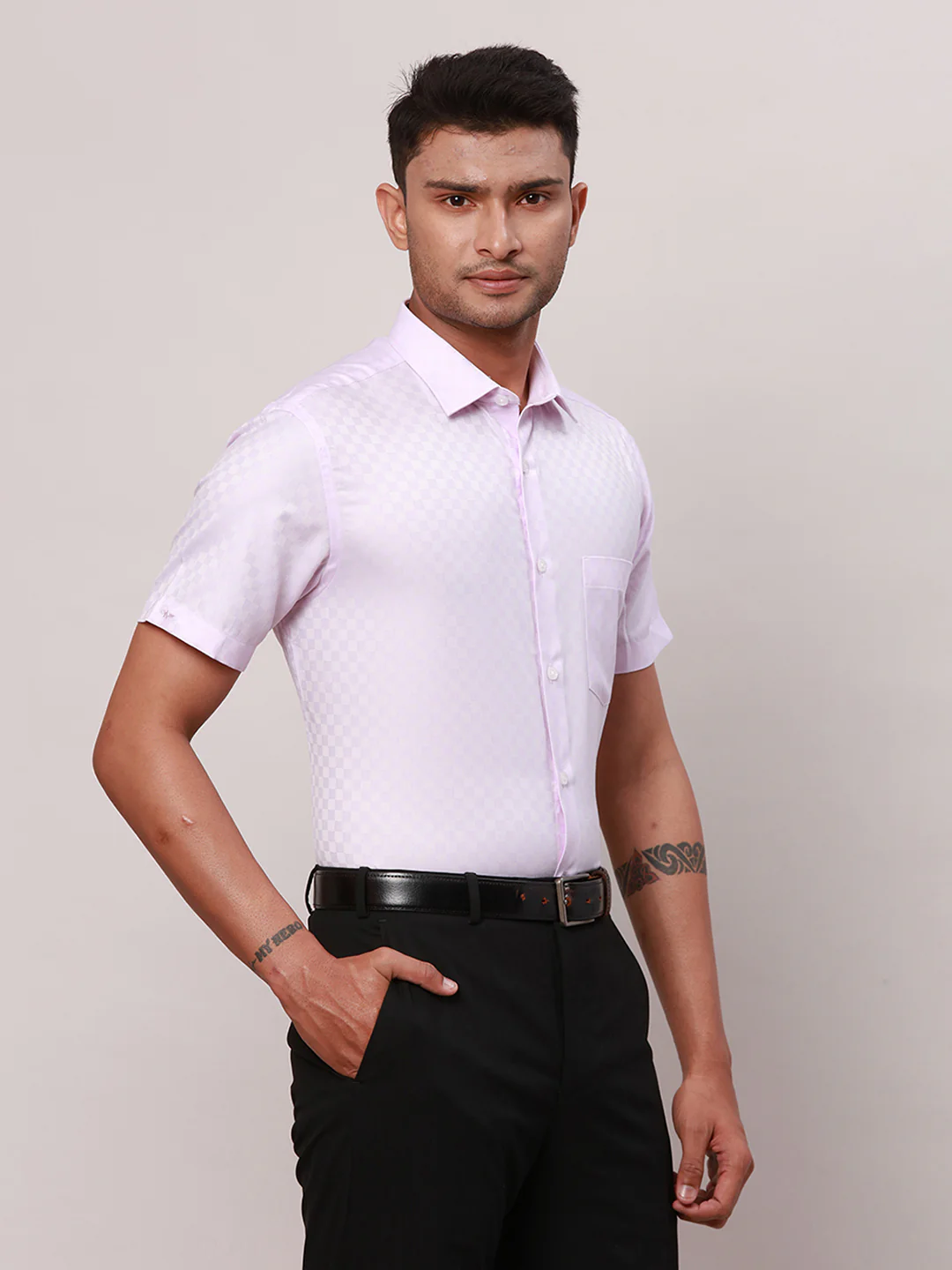 Park Avenue Men Purple Structure Regular Fit Polyester Blend Shirt - Image 2