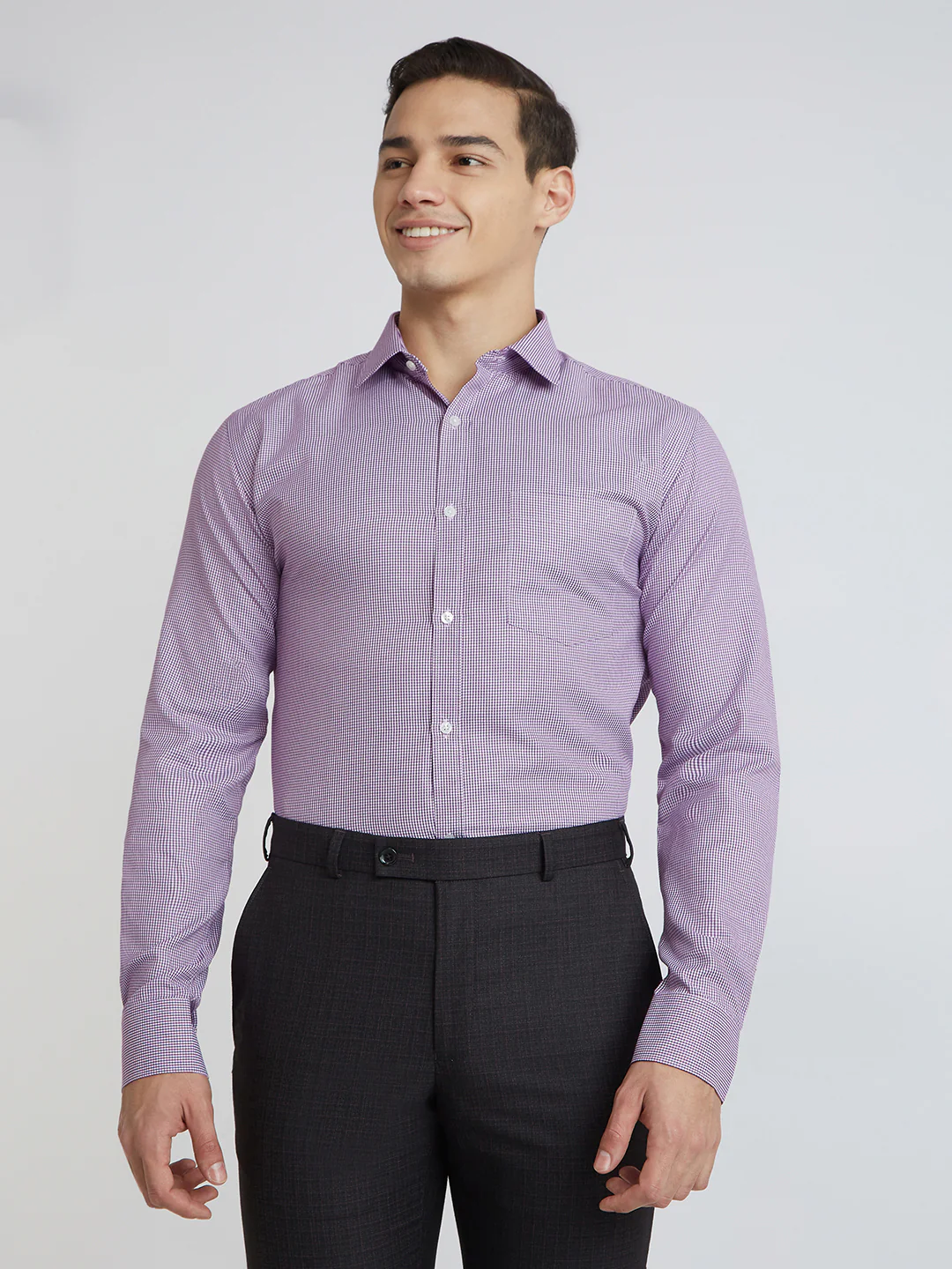 Park Avenue Men Purple Structure Slim Fit Cotton Blend Formal Shirt