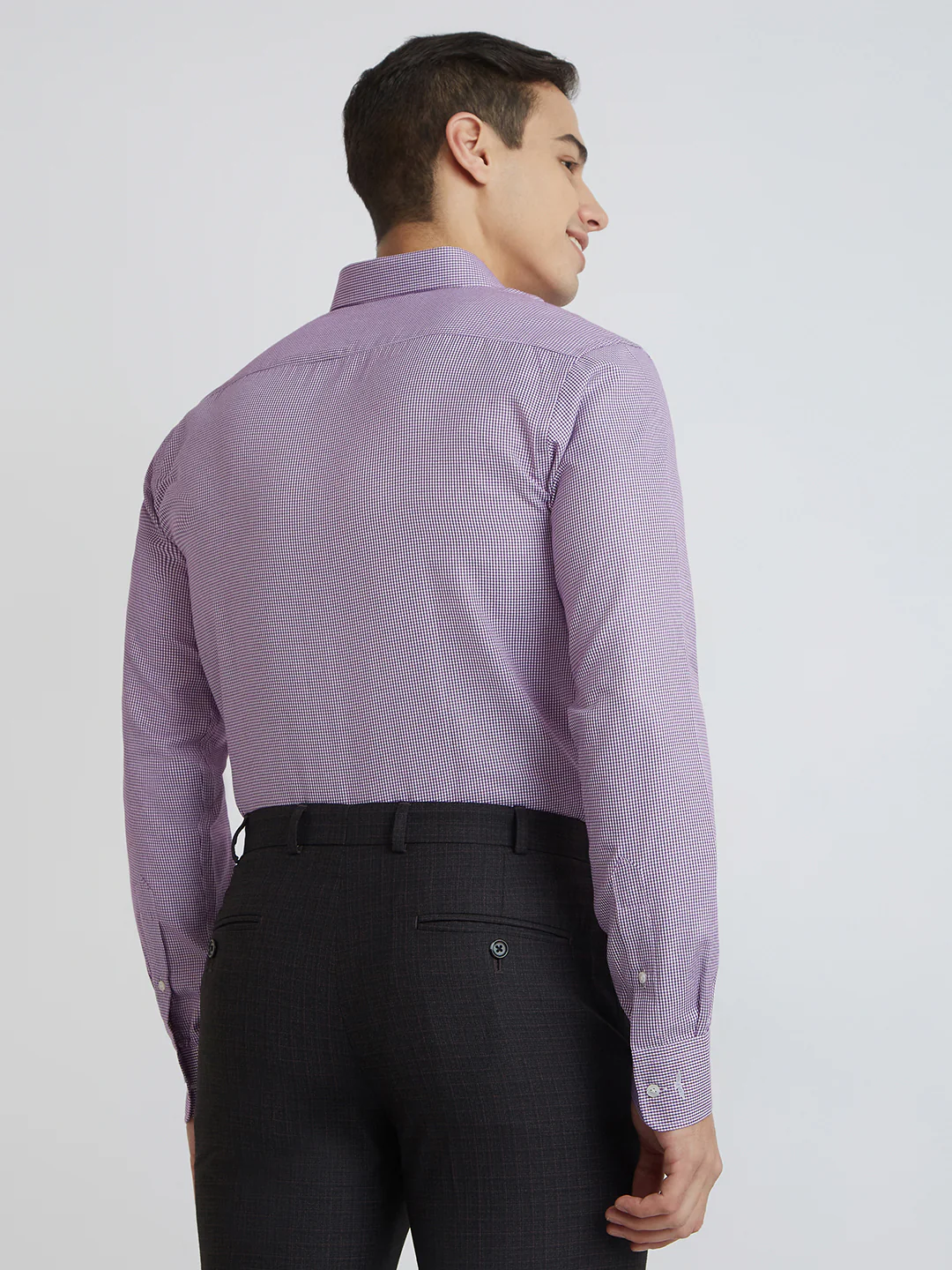 Park Avenue Men Purple Structure Slim Fit Cotton Blend Formal Shirt - Image 4