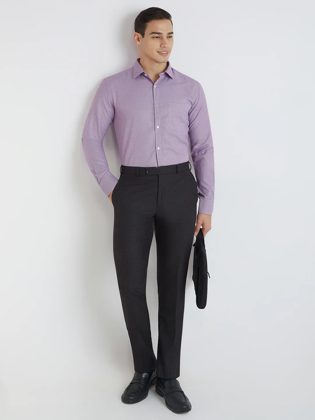 Park Avenue Men Purple Structure Slim Fit Cotton Blend Formal Shirt - Image 5