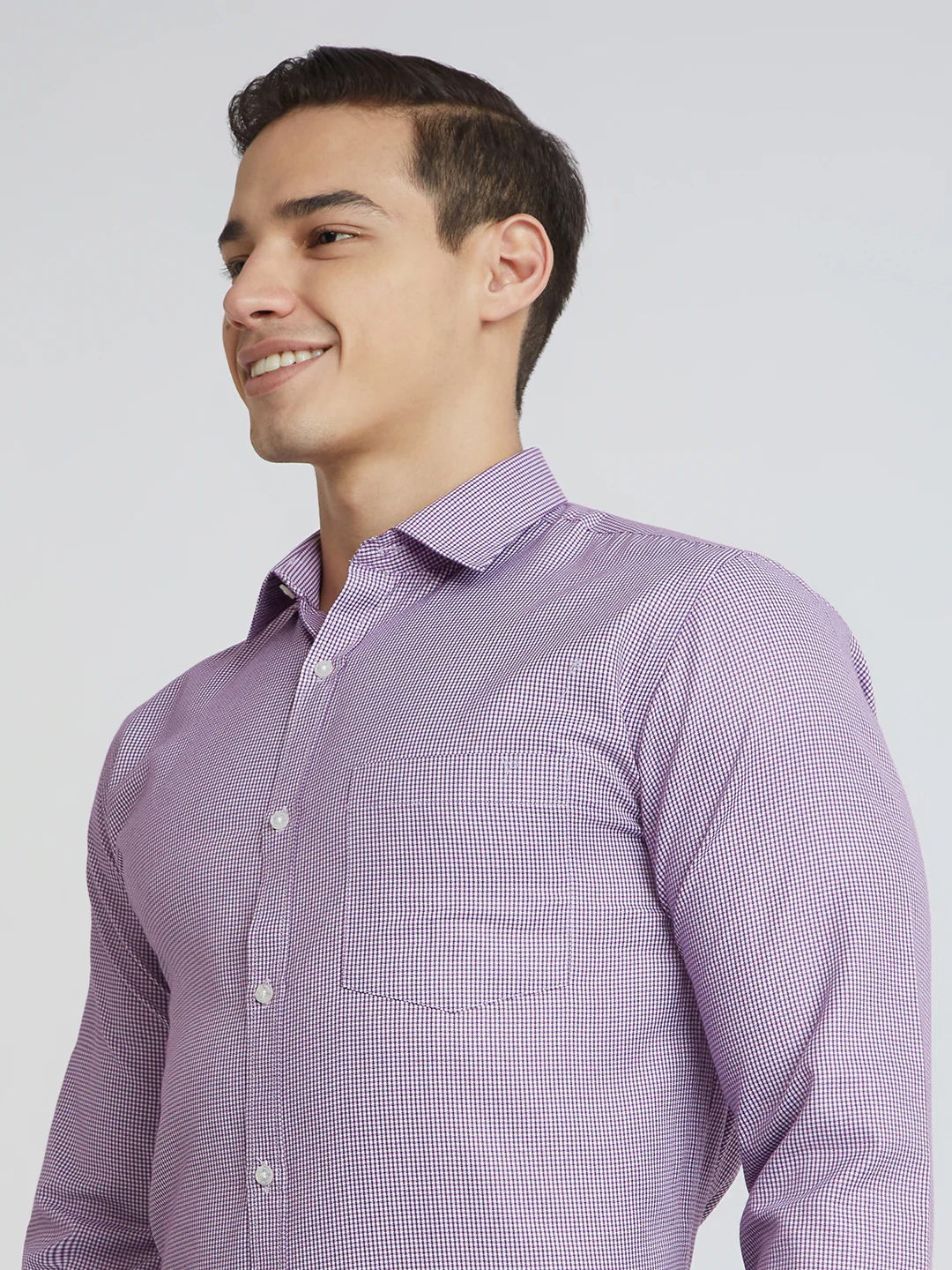 Park Avenue Men Purple Structure Slim Fit Cotton Blend Formal Shirt - Image 6